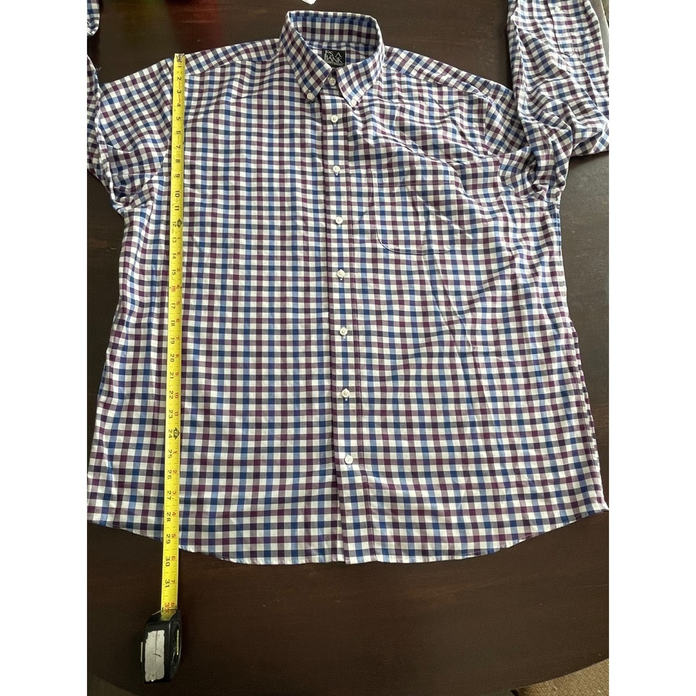 Jos A Bank Travelers Collection Mens XL Purple Blue Gingham Shirt Long Sleeve‎ - Picture 5 of 6